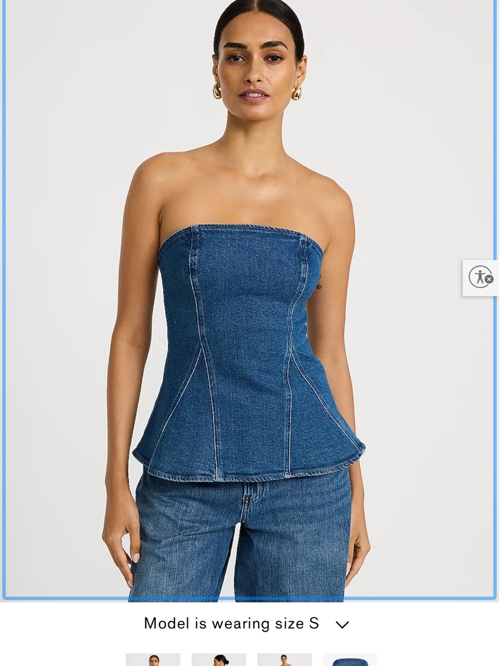 Strapless Denim Peplum Top